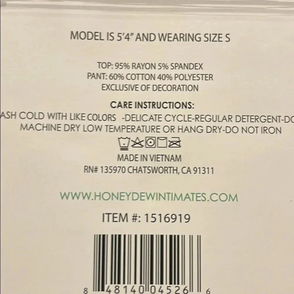 Honeydew Ladies' Embroidered Lounge Set 2-piece Small - Picture 5 of 6